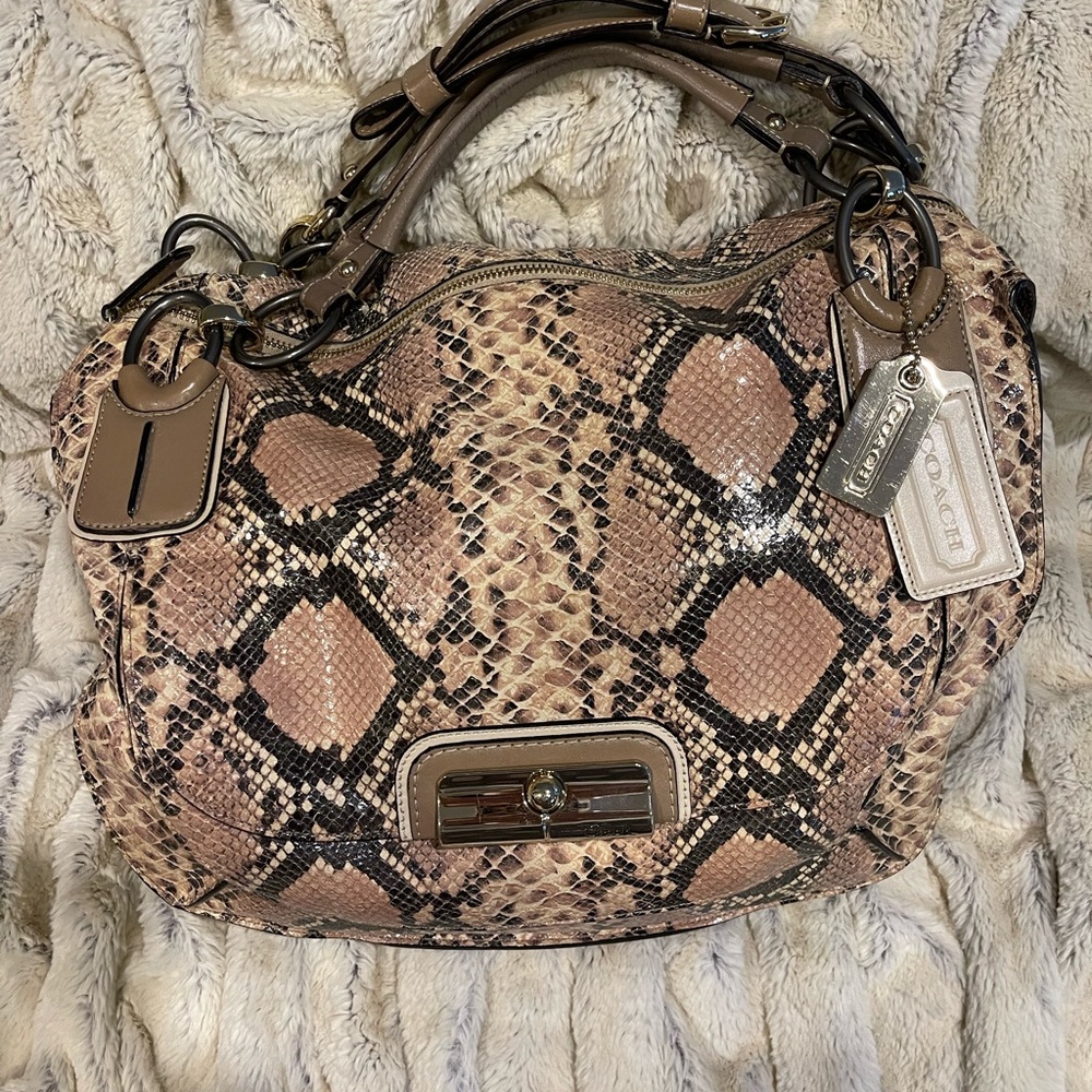 Coach Kristin Embossed Python Leather Hobo Bag - image 5